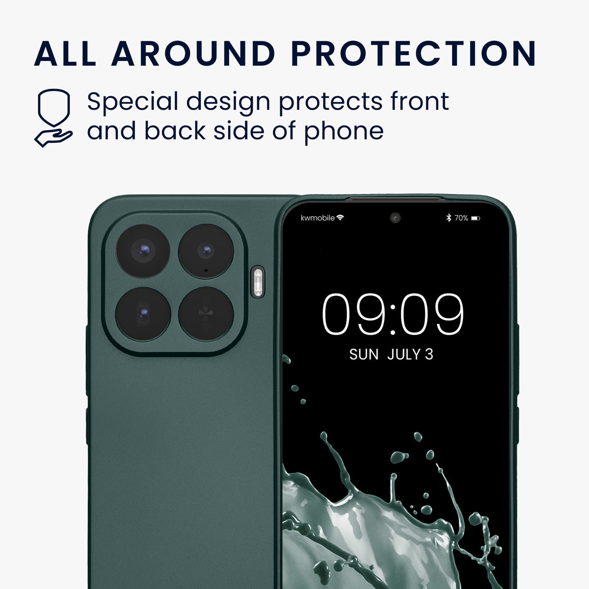 kwmobile Handyhülle für Xiaomi 17T Pro Hülle - weiche Silikon Case metallisch schimmernd - Schutzhülle Cover - Metallic Petrol Metallic Petrol