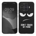 kwmobile Hülle kompatibel mit Xiaomi 17T Pro - Handyhülle Silikon Case - Don't touch my Phone Weiß Schwarz Weiß  [dsg01]
