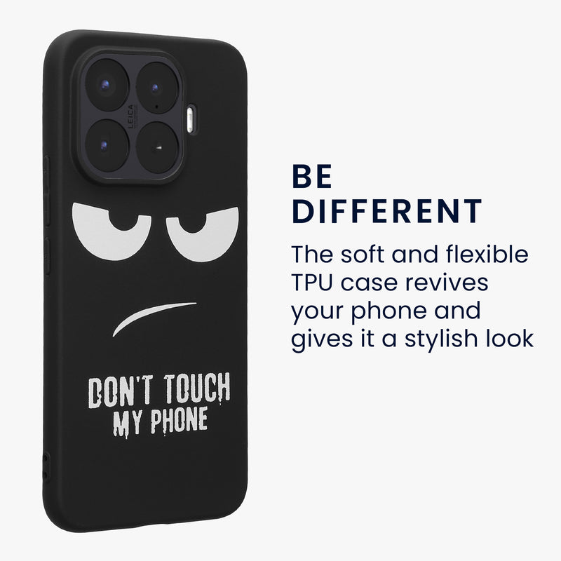 kwmobile Hülle kompatibel mit Xiaomi 17T Pro - Handyhülle Silikon Case - Don't touch my Phone Weiß Schwarz Weiß  [dsg01]