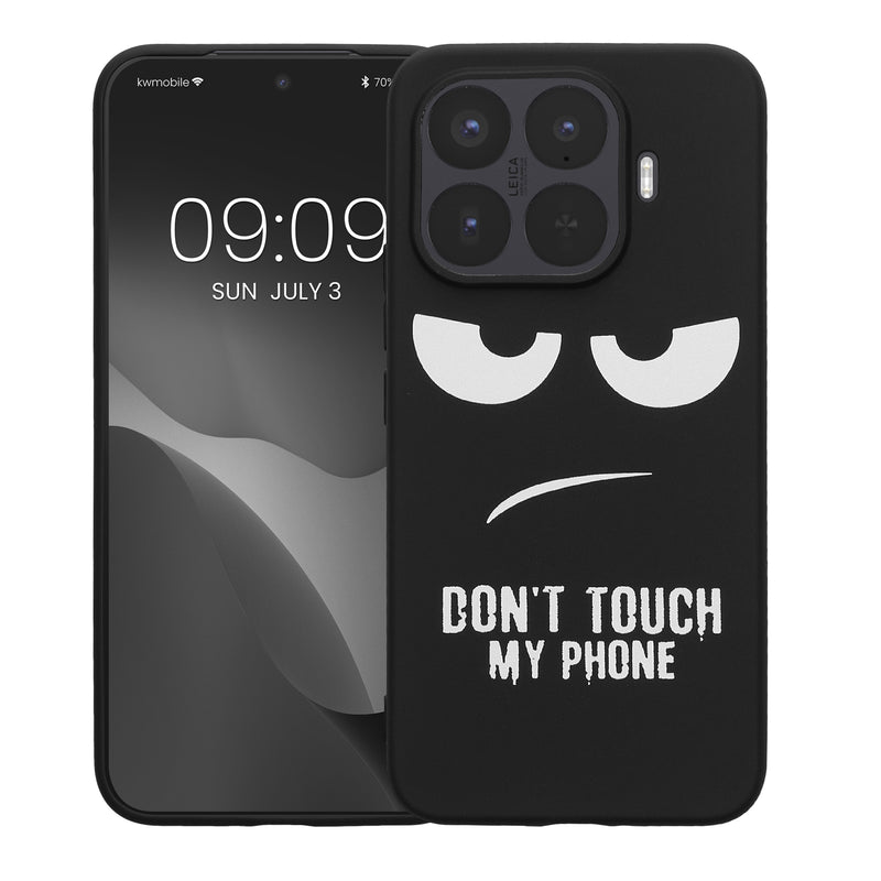 kwmobile Hülle kompatibel mit Xiaomi 17T Pro - Handyhülle Silikon Case - Don't touch my Phone Weiß Schwarz Weiß  [dsg01]