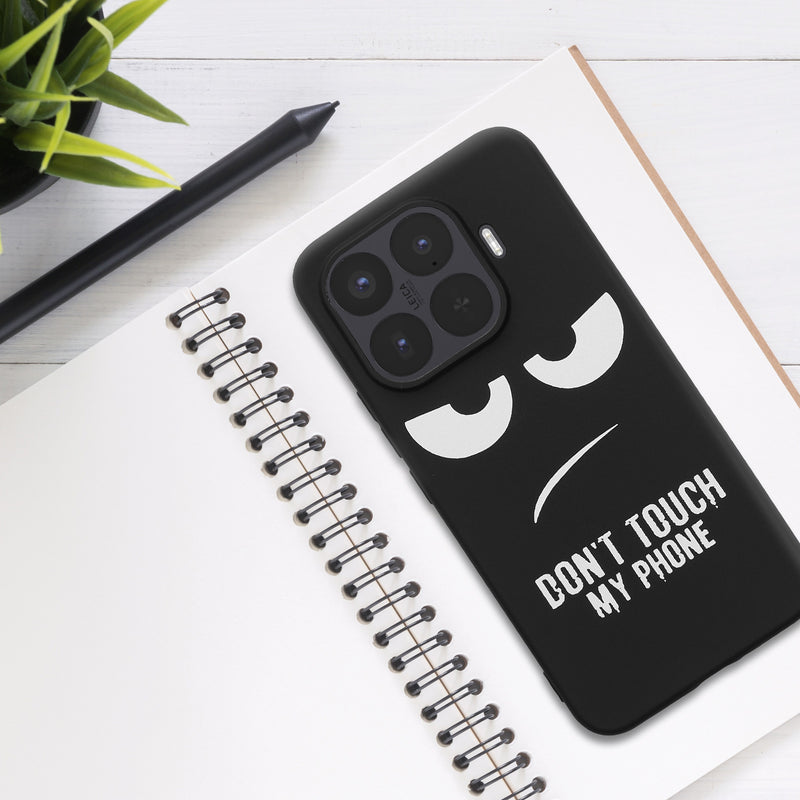 kwmobile Hülle kompatibel mit Xiaomi 17T Pro - Handyhülle Silikon Case - Don't touch my Phone Weiß Schwarz Weiß  [dsg01]
