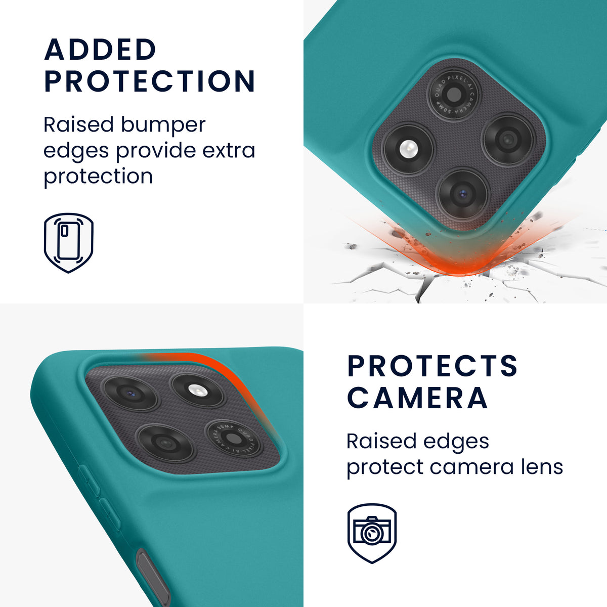 kwmobile Hülle für Motorola Moto G37 Power TPU Case - Handyhülle unterstützt kabelloses Laden, flexible Schutzhülle, gummiertes Cover in Petrol matt Petrol matt