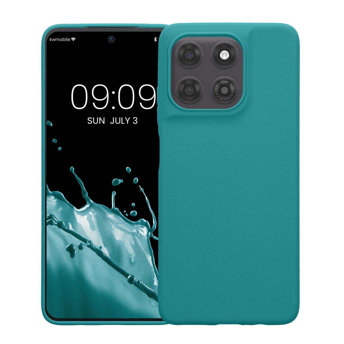kwmobile Hülle für Motorola Moto G37 Power TPU Case - Handyhülle unterstützt kabelloses Laden, flexible Schutzhülle, gummiertes Cover in Petrol matt Petrol matt