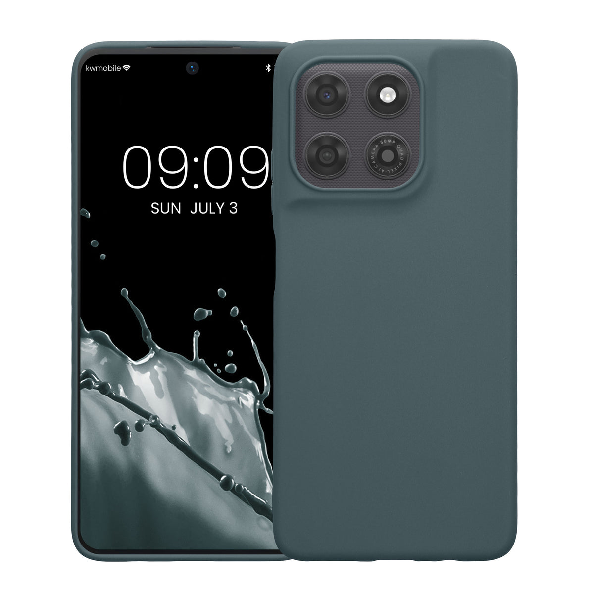 kwmobile Hülle für Motorola Moto G37 Power TPU Case - Handyhülle unterstützt kabelloses Laden, flexible Schutzhülle, gummiertes Cover in Dunkler Schiefer Dunkler Schiefer