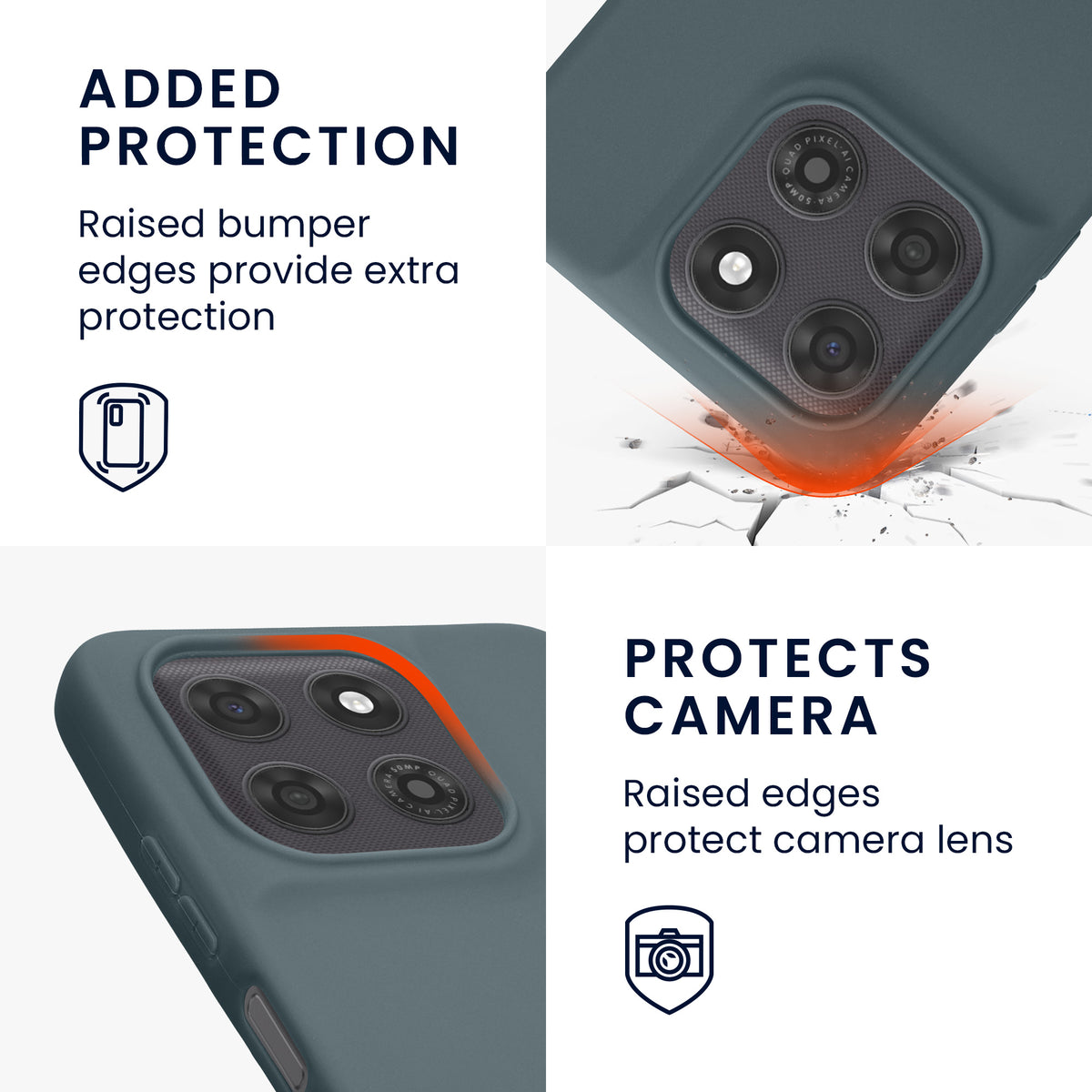 kwmobile Hülle für Motorola Moto G37 Power TPU Case - Handyhülle unterstützt kabelloses Laden, flexible Schutzhülle, gummiertes Cover in Dunkler Schiefer Dunkler Schiefer