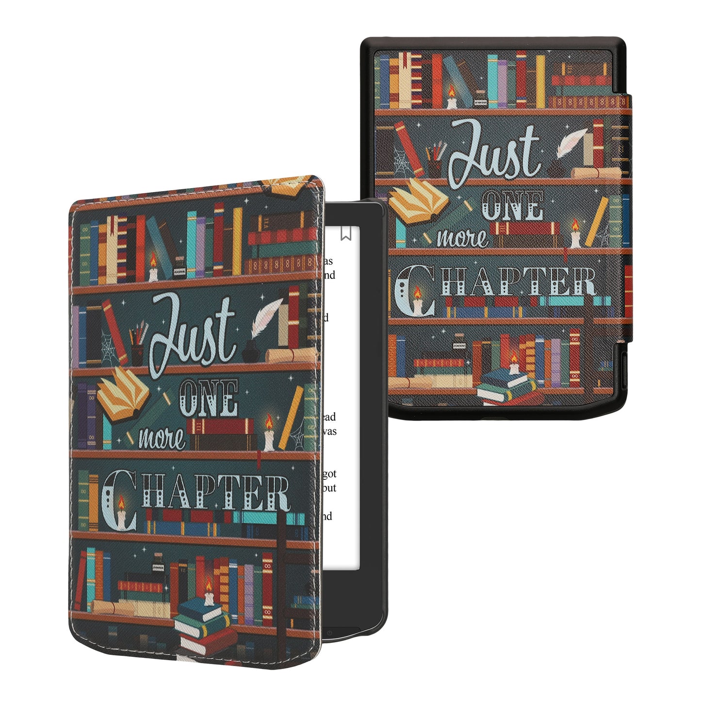 kwmobile Schutzhülle für Pocketbook Verse / Verse Lite / Verse Pro / Color / Vivlio Light/Light HD Hülle - eReader Flip Case mit Auto Sleep Funktion - Bibliothek Motto mit Mehrfarbig Mehrfarbig  [dsg01]