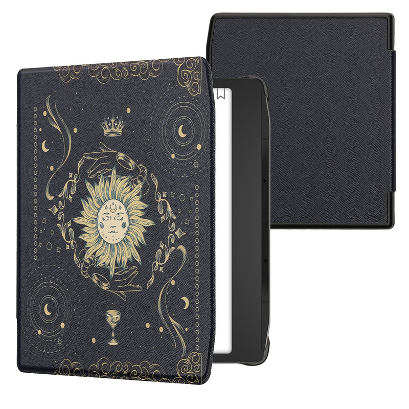 kwmobile Schutzhülle für Pocketbook Era / Era Color Hülle - eReader Flip Case mit Auto Sleep Funktion - Tarot Karten mit Dunkelblau Gelb Schwarz Dunkelblau  [dsg07]