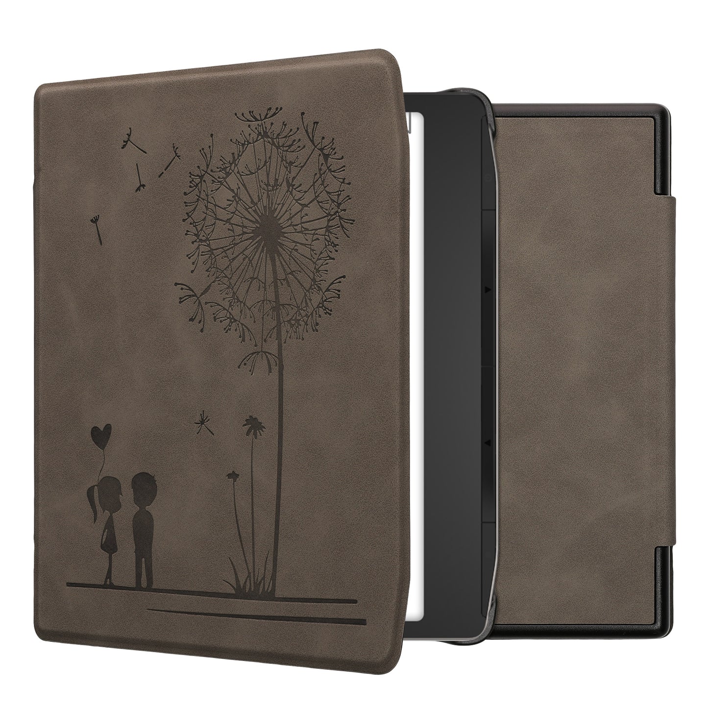 kwmobile Schutzhülle für Pocketbook Era / Era Color Hülle - eReader Case aus Kunstleder mit Auto Sleep Funktion - Pusteblume Love mit Grau Grau  [dsg01]