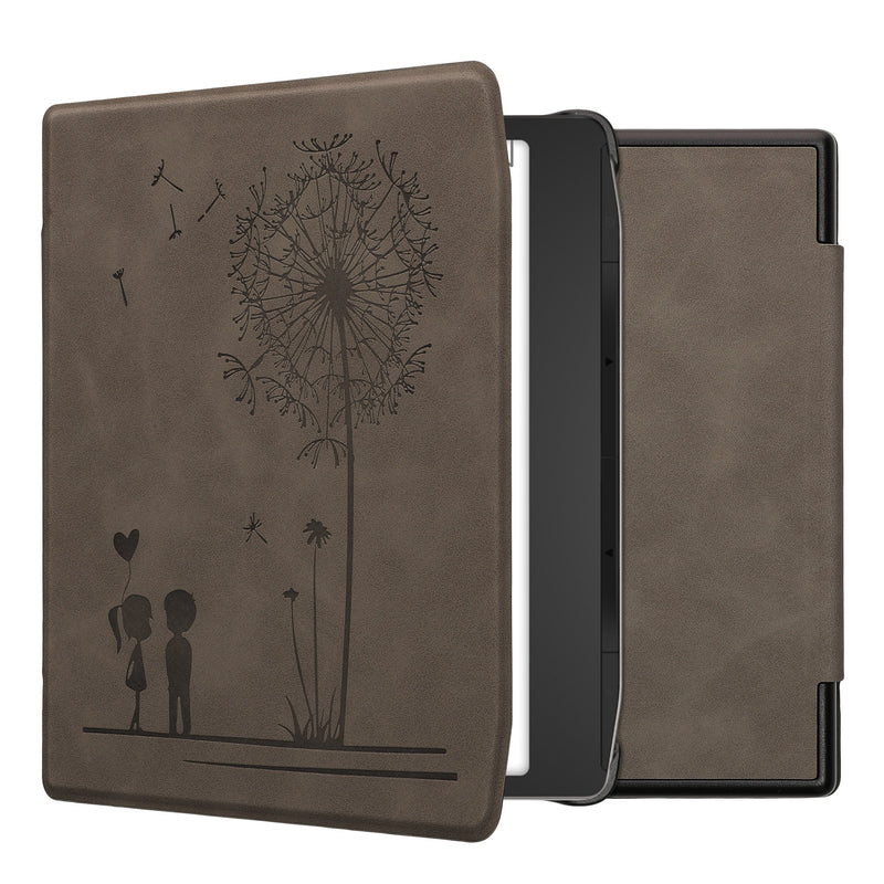 kwmobile Schutzhülle für Pocketbook Era / Era Color Hülle - eReader Case aus Kunstleder mit Auto Sleep Funktion - Pusteblume Love mit Grau Grau  [dsg01]