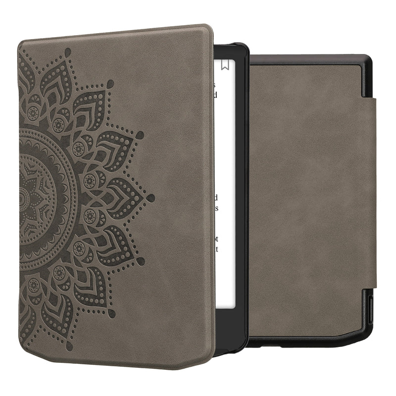 kwmobile Schutzhülle für Pocketbook Verse / Verse Lite / Verse Pro / Color / Vivlio Light/Light HD Hülle - eReader Case aus Kunstleder mit Auto Sleep Funktion - Aufgehende Sonne mit Grau Grau  [dsg02]