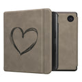 kwmobile Schutzhülle für Kobo Kobo Libra Colour / Tolino Vision Color Hülle - eReader Case aus Kunstleder mit Auto Sleep Funktion - Herz Brush mit Grau Grau  [dsg02]