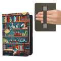 kwmobile Schutzhülle für Kobo Clara BW / Clara Colour / Tolino Shine (5) / Shine Color Hülle - eReader Flip Case mit Handschlaufe und Auto Sleep Funktion - Bibliothek Motto mit Mehrfarbig Mehrfarbig  [dsg02]