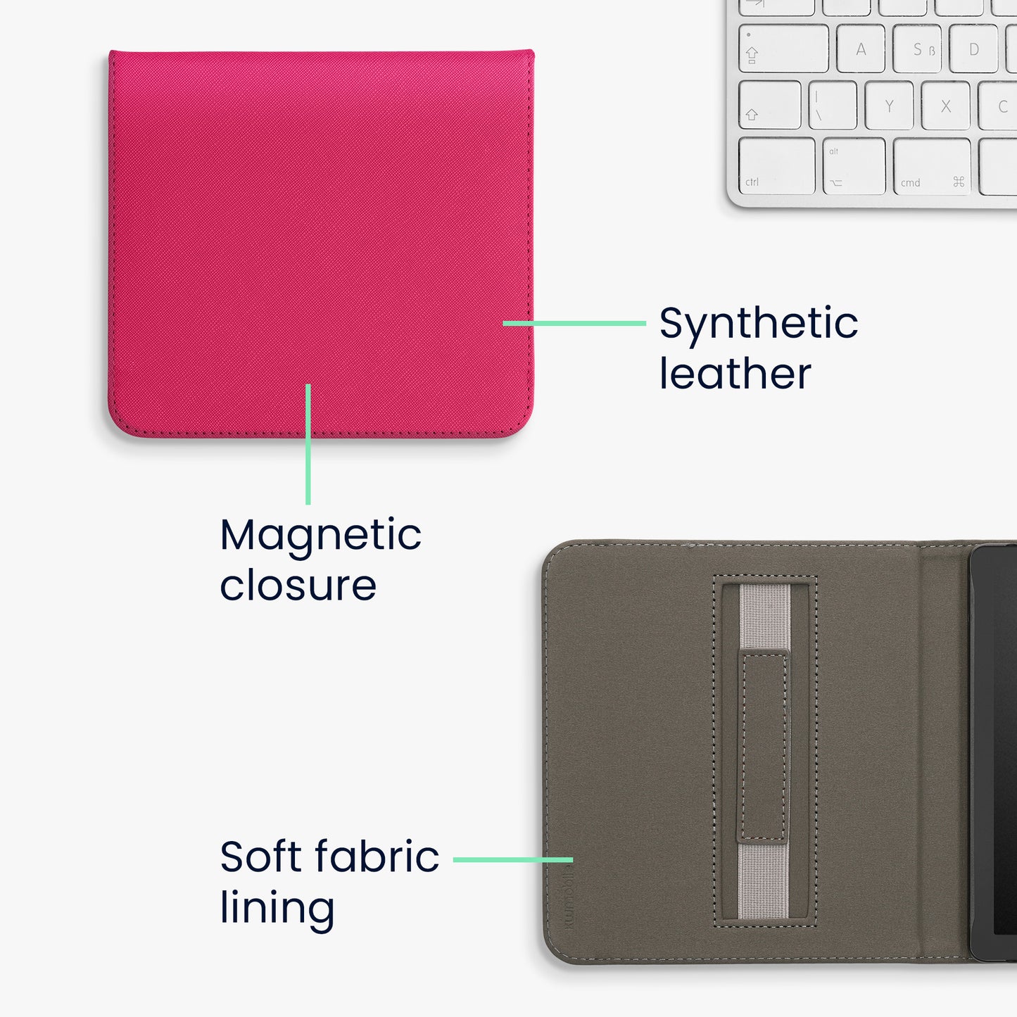 Flip case for e-reader with hand strap
