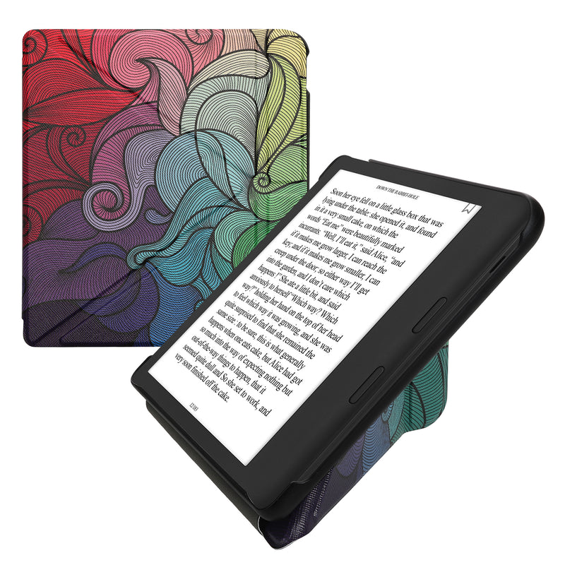 kwmobile Kunstleder eReader Schutzhülle für Kobo Kobo Libra Colour / Tolino Vision Color Hülle - Falt Cover für E-Reader in Pink Blau Grün - Farbrausch Pink  [dsg02]