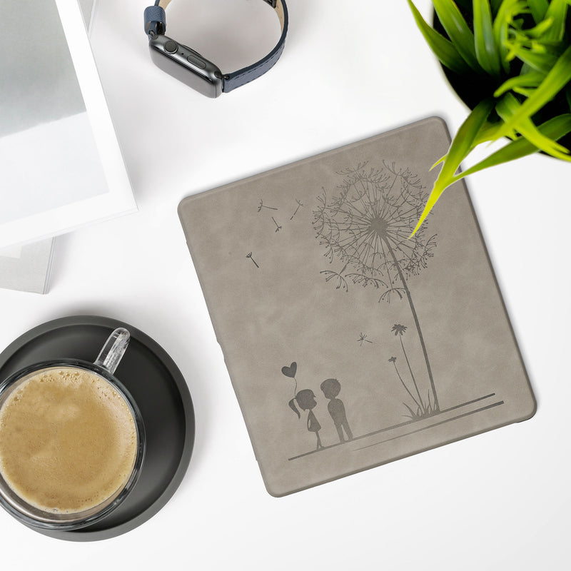 kwmobile Case for Amazon Kindle Scribe (2024) - eReader Cover Made of Faux Leather with Auto Sleep Function - Dandelion Love