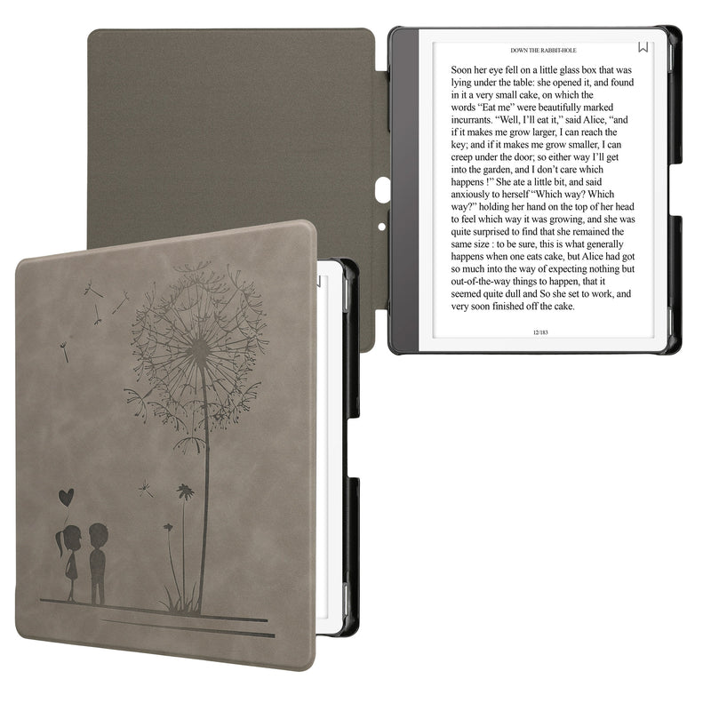 kwmobile Case for Amazon Kindle Scribe (2024) - eReader Cover Made of Faux Leather with Auto Sleep Function - Dandelion Love