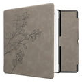 kwmobile Schutzhülle für Amazon Kindle Scribe (2024) Hülle - eReader Case aus Kunstleder mit Auto Sleep Funktion - Magnolien mit Grau Grau  [dsg05]