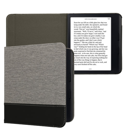 kwmobile Hülle kompatibel mit Kobo Kobo Libra Colour / Tolino Vision Color - Canvas eReader Schutzhülle Cover Case - Dunkelgrau Schwarz Dunkelgrau  