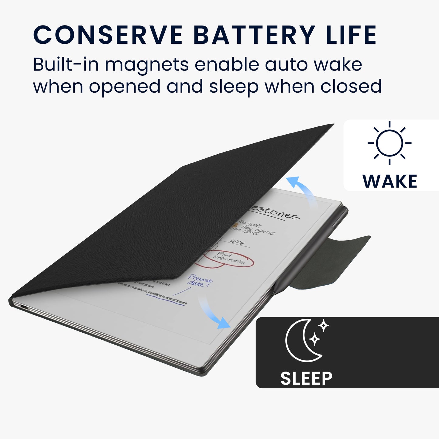 kwmobile Hülle kompatibel mit Remarkable Paper Pro Case - Magnetischer Verschluss - Cover mit integriertem Stifthalter - Kunstleder Tasche