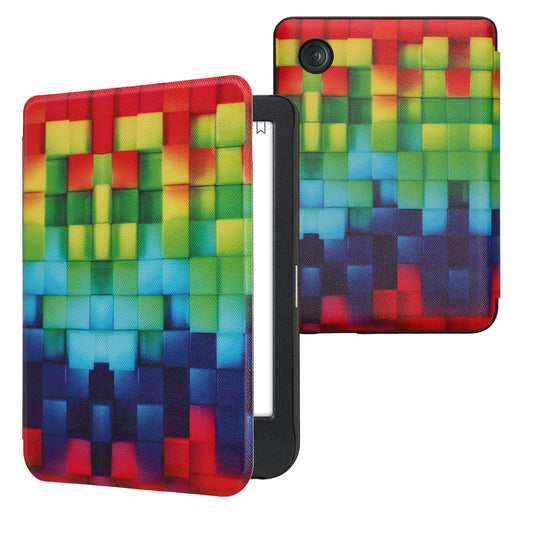 kwmobile Schutzhülle für Kobo Clara BW / Clara Colour / Tolino Shine (5) / Shine Color Hülle - eReader Flip Case mit Auto Sleep Funktion - Regenbogen Würfel mit Mehrfarbig Grün Blau Mehrfarbig  [dsg01]