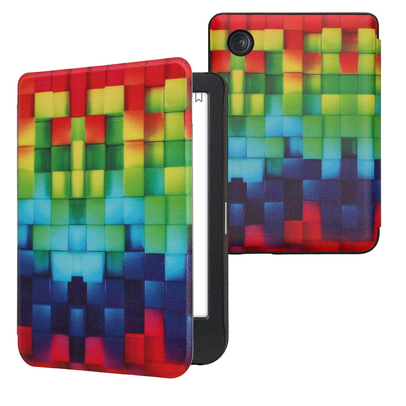 kwmobile Schutzhülle für Kobo Clara BW / Clara Colour / Tolino Shine (5) / Shine Color Hülle - eReader Flip Case mit Auto Sleep Funktion - Regenbogen Würfel mit Mehrfarbig Grün Blau Mehrfarbig  [dsg01]