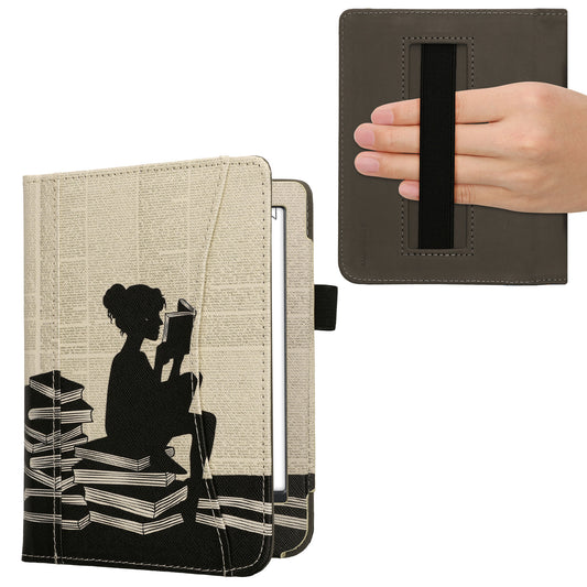 Kobo Clara BW / Clara Colour / Tolino Shine (5) / Shine Color Faux Leather eReader Book Style Case with Hand Strap with
