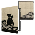 kwmobile Schutzhülle für Amazon Kindle Scribe 11" (2025) Hülle - eReader Flip Case mit Auto Sleep Funktion - Lesende Frau mit Schwarz Beige Schwarz  [dsg03]