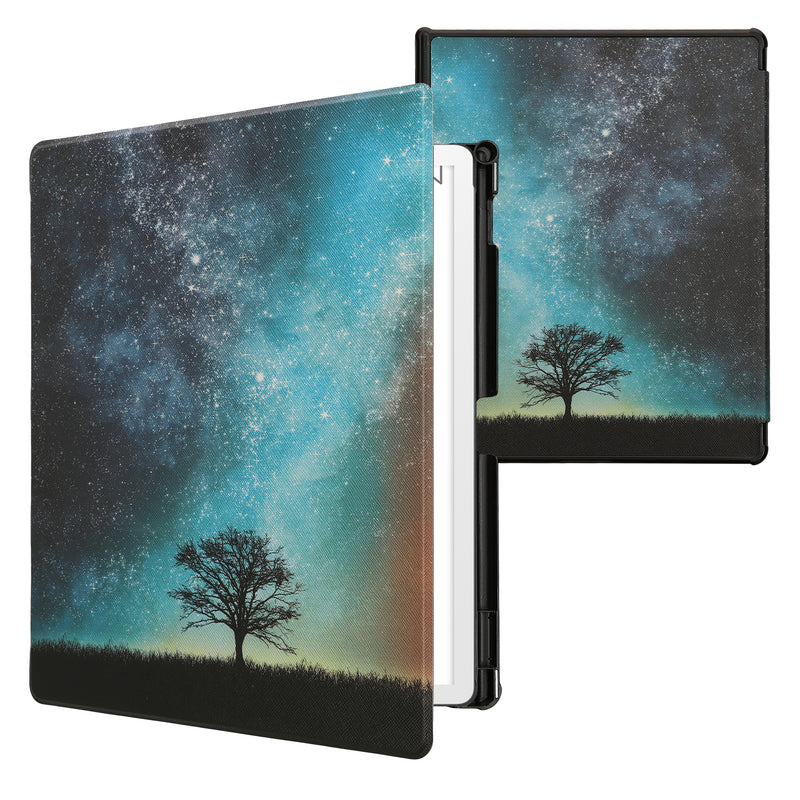 kwmobile Schutzhülle für Amazon Kindle Scribe 11" (2025) Hülle - eReader Flip Case mit Auto Sleep Funktion - Galaxie Baum Wiese mit Blau Grau Schwarz Blau  [dsg04]
