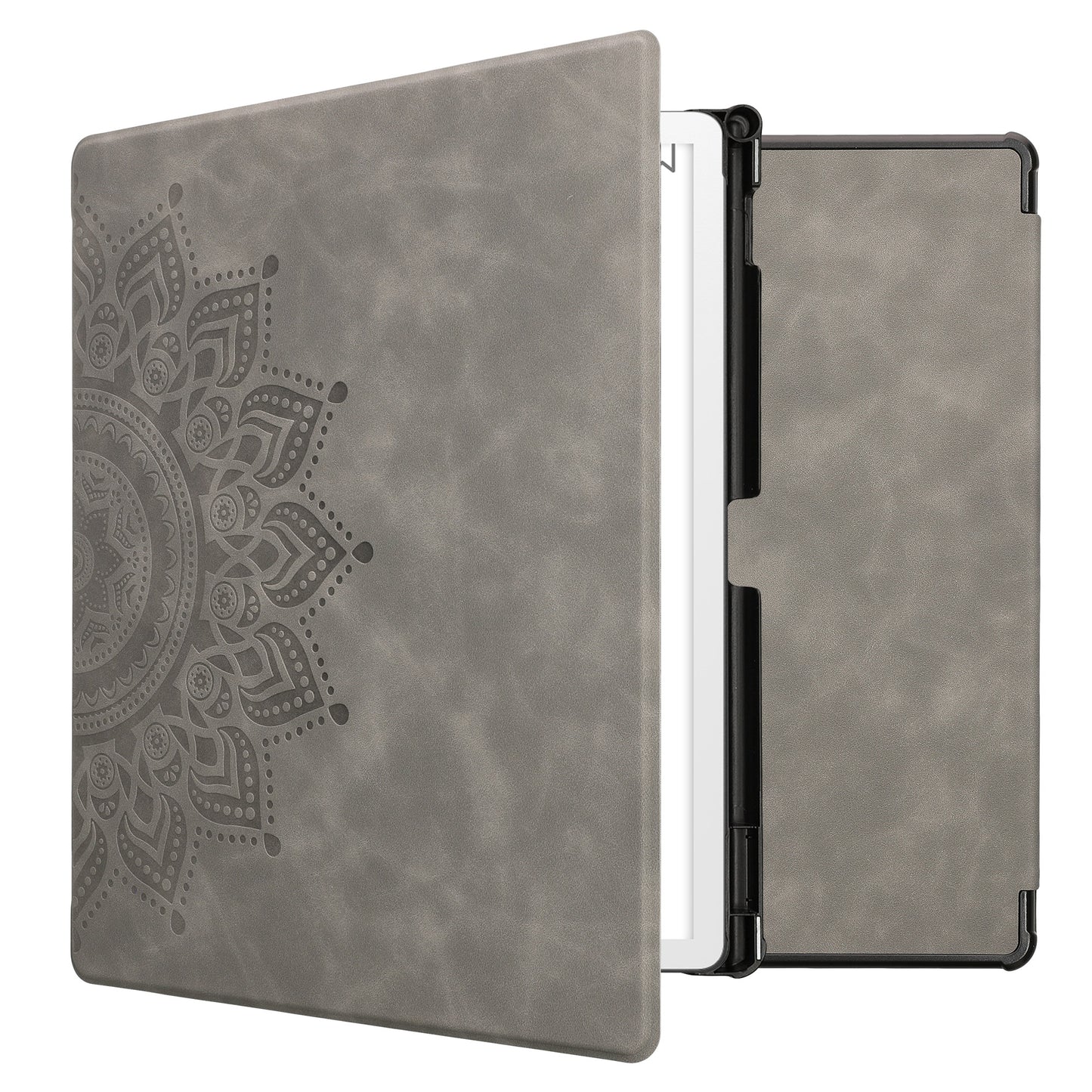 kwmobile Schutzhülle für Amazon Kindle Scribe 11" (2025) Hülle - eReader Case aus Kunstleder mit Auto Sleep Funktion - Aufgehende Sonne mit Grau Grau  [dsg02]