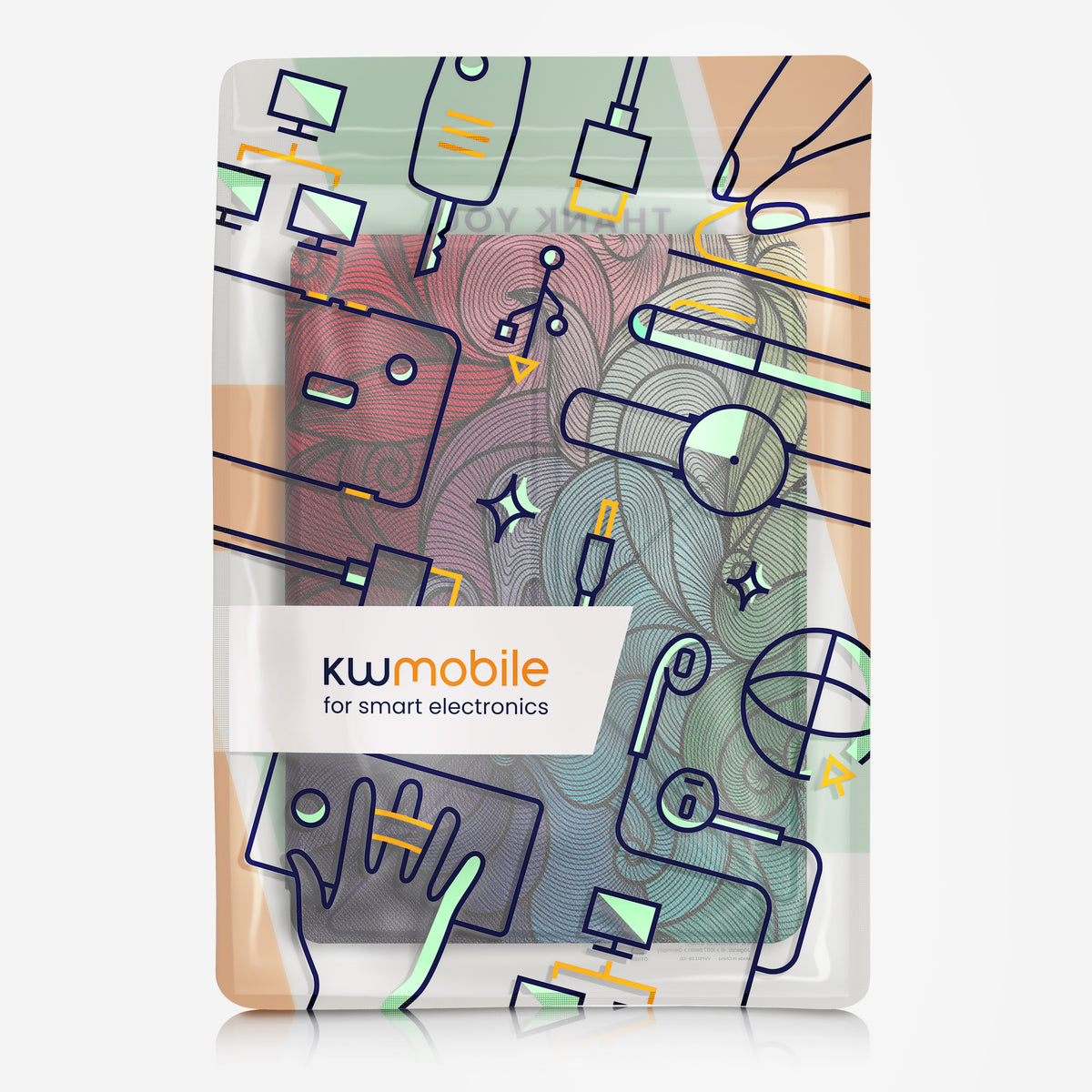 kwmobile Kunstleder eReader Schutzhülle für Kobo Aura Edition 2 Hülle - Falt Cover für E-Reader in Pink Blau Grün - Farbrausch Pink Bunte Ranken