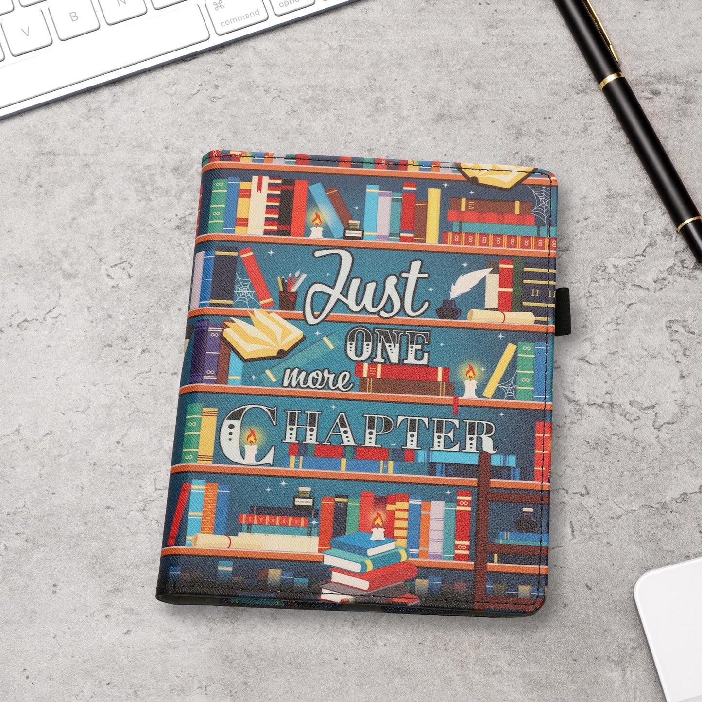 kwmobile Flip Cover Kobo Aura H2O Edition 2 - Bibliothek Motto