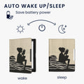kwmobile Schutzhülle für Kobo Aura Edition 1 Hülle - eReader Flip Case mit Handschlaufe und Auto Sleep Funktion - Lesende Frau mit Schwarz Beige Schwarz  [dsg01]