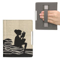 kwmobile Schutzhülle für Kobo Aura Edition 1 Hülle - eReader Flip Case mit Handschlaufe und Auto Sleep Funktion - Lesende Frau mit Schwarz Beige Schwarz  [dsg01]