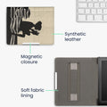 kwmobile Schutzhülle für Kobo Aura Edition 1 Hülle - eReader Flip Case mit Handschlaufe und Auto Sleep Funktion - Lesende Frau mit Schwarz Beige Schwarz  [dsg01]