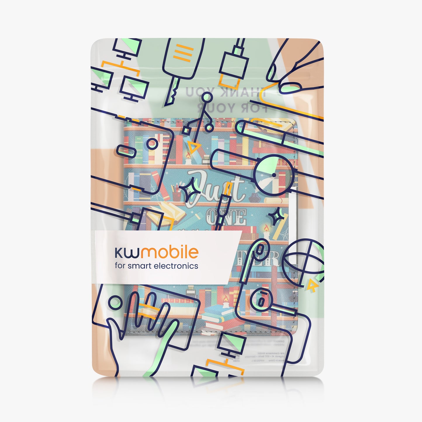 kwmobile Schutzhülle für Kobo Aura Edition 1 Hülle - eReader Flip Case mit Handschlaufe und Auto Sleep Funktion - Bibliothek Motto mit Mehrfarbig Mehrfarbig  [dsg02]