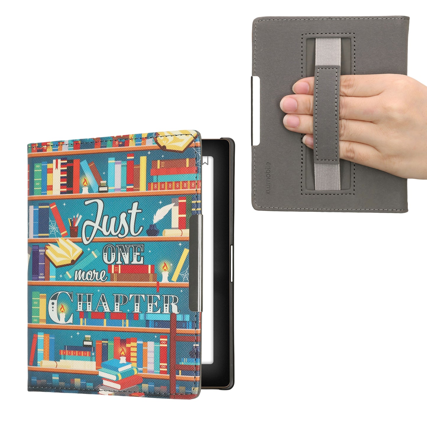 kwmobile Schutzhülle für Kobo Aura Edition 1 Hülle - eReader Flip Case mit Handschlaufe und Auto Sleep Funktion - Bibliothek Motto mit Mehrfarbig Mehrfarbig  [dsg02]