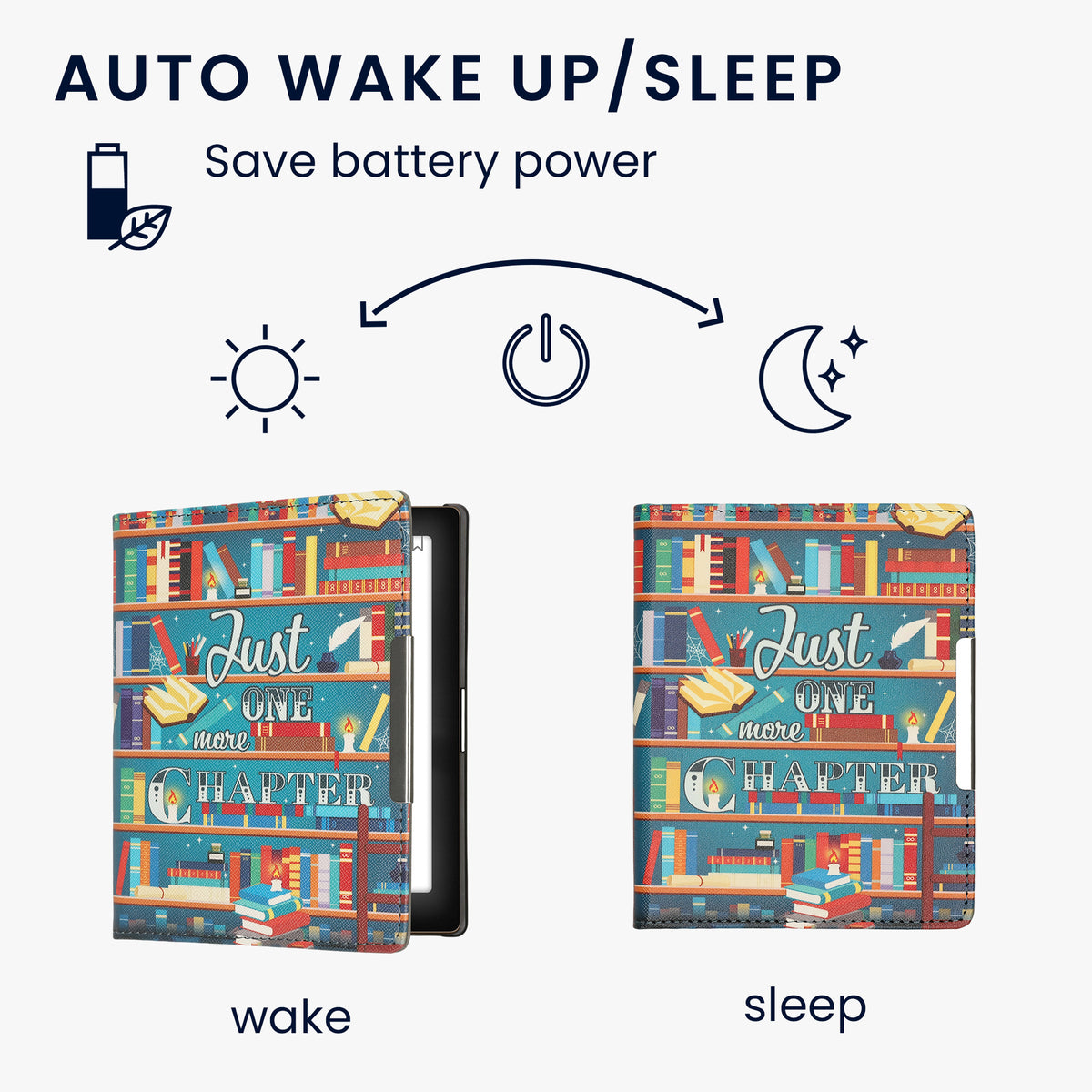 kwmobile Schutzhülle für Kobo Aura Edition 1 Hülle - eReader Flip Case mit Handschlaufe und Auto Sleep Funktion - Bibliothek Motto mit Mehrfarbig Mehrfarbig  [dsg02]