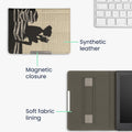 kwmobile Schutzhülle für Kobo Aura Edition 2 Hülle - eReader Flip Case mit Handschlaufe und Auto Sleep Funktion - Lesende Frau mit Schwarz Beige Schwarz  [dsg01]