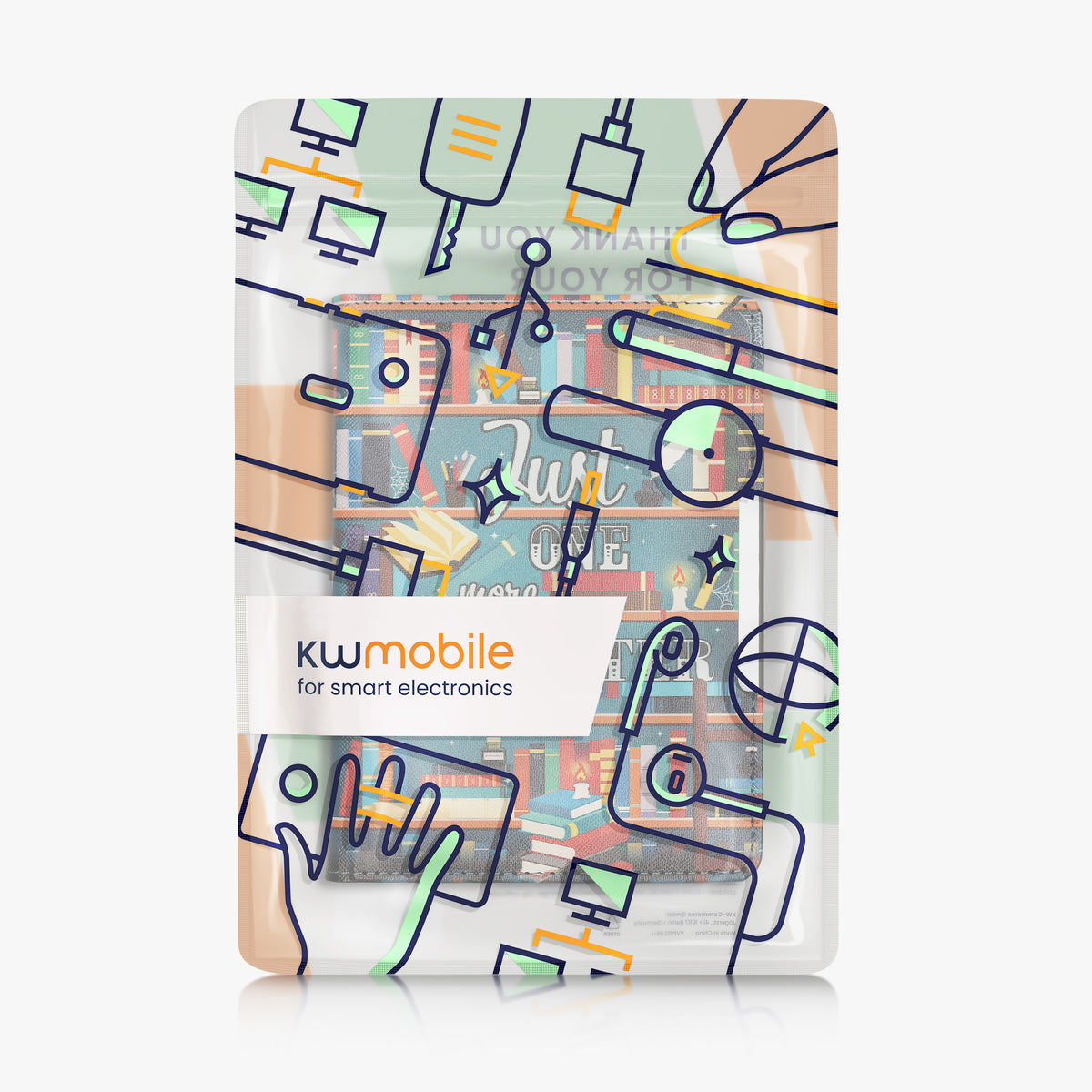 kwmobile Schutzhülle für Kobo Aura Edition 2 Hülle - eReader Flip Case mit Handschlaufe und Auto Sleep Funktion - Bibliothek Motto mit Mehrfarbig Mehrfarbig  [dsg02]