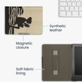 kwmobile Schutzhülle für Kobo Aura H2O Edition 1 Hülle - eReader Flip Case mit Handschlaufe und Auto Sleep Funktion - Lesende Frau mit Schwarz Beige Schwarz  [dsg01]