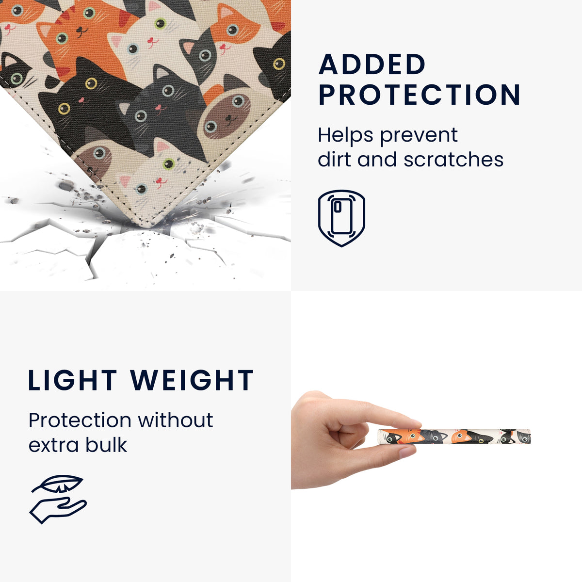 kwmobile Schutzhülle für Kobo Aura H2O Edition 1 Hülle - eReader Flip Case mit Handschlaufe und Auto Sleep Funktion - Katzen mit Orange Schwarz Weiß Orange  [dsg03]