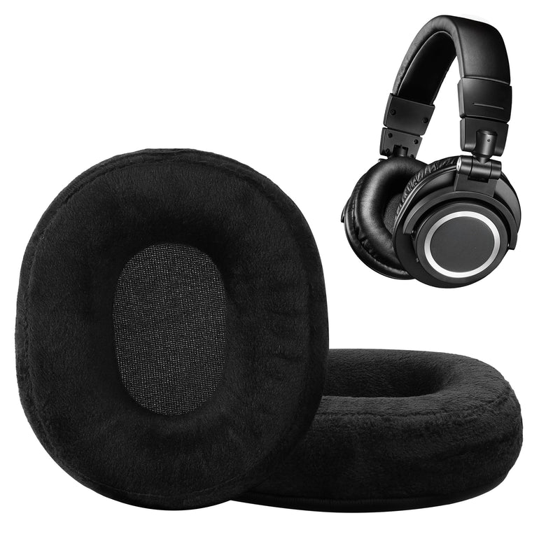 kwmobile 2x Velours Ohr Polster für AudioTechnica ATH M20x BT Ohrpolster - Ersatz Ohrpolster - Kopfhörer Ersatzteile - Kopfhörer Ersatzpolster für Over Ear Headphones Schwarz  