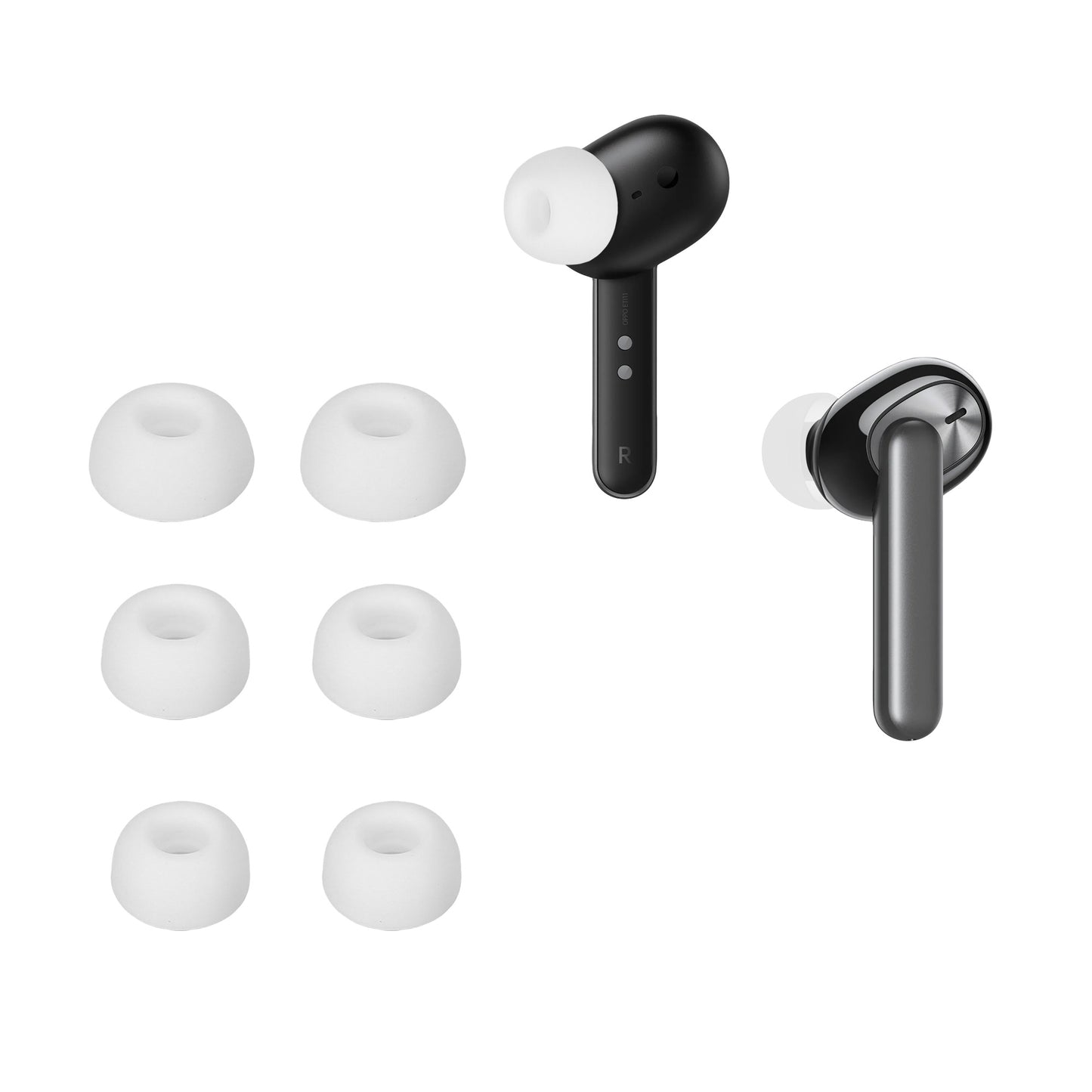 kwmobile 6x Silikonaufsätze für Oppo Enco Air / Enco W31 - Ersatz Ohrstöpsel in 3 Größen - Ear Tips für In-Ear Kopfhörer - Zubehör Ersatzpolster in Weiß Weiß  
