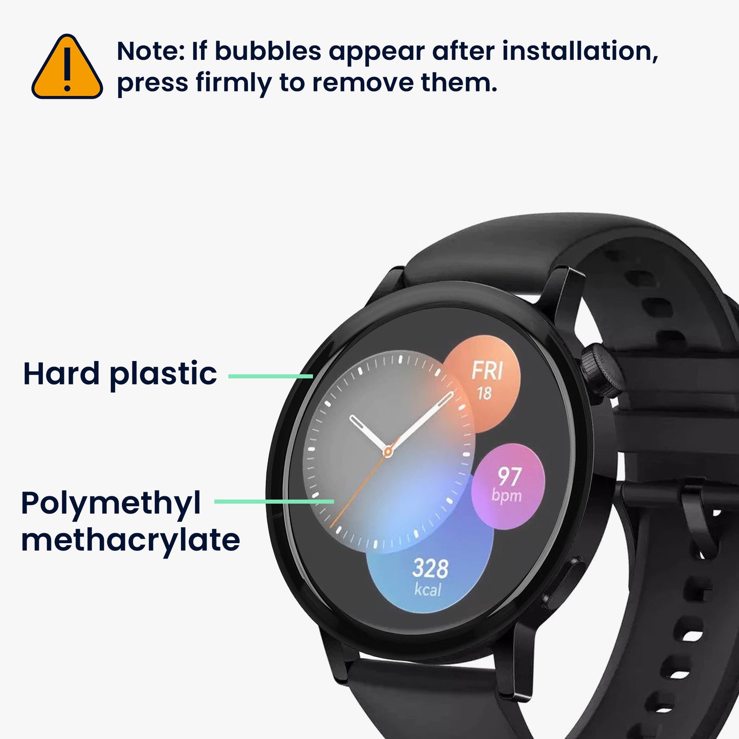 kwmobile Displayschutzfolie kompatibel mit Huawei Watch GT 3 (42mm) Folie - Schutzfolie für Fitness Tracker - robuster Displayschutz
