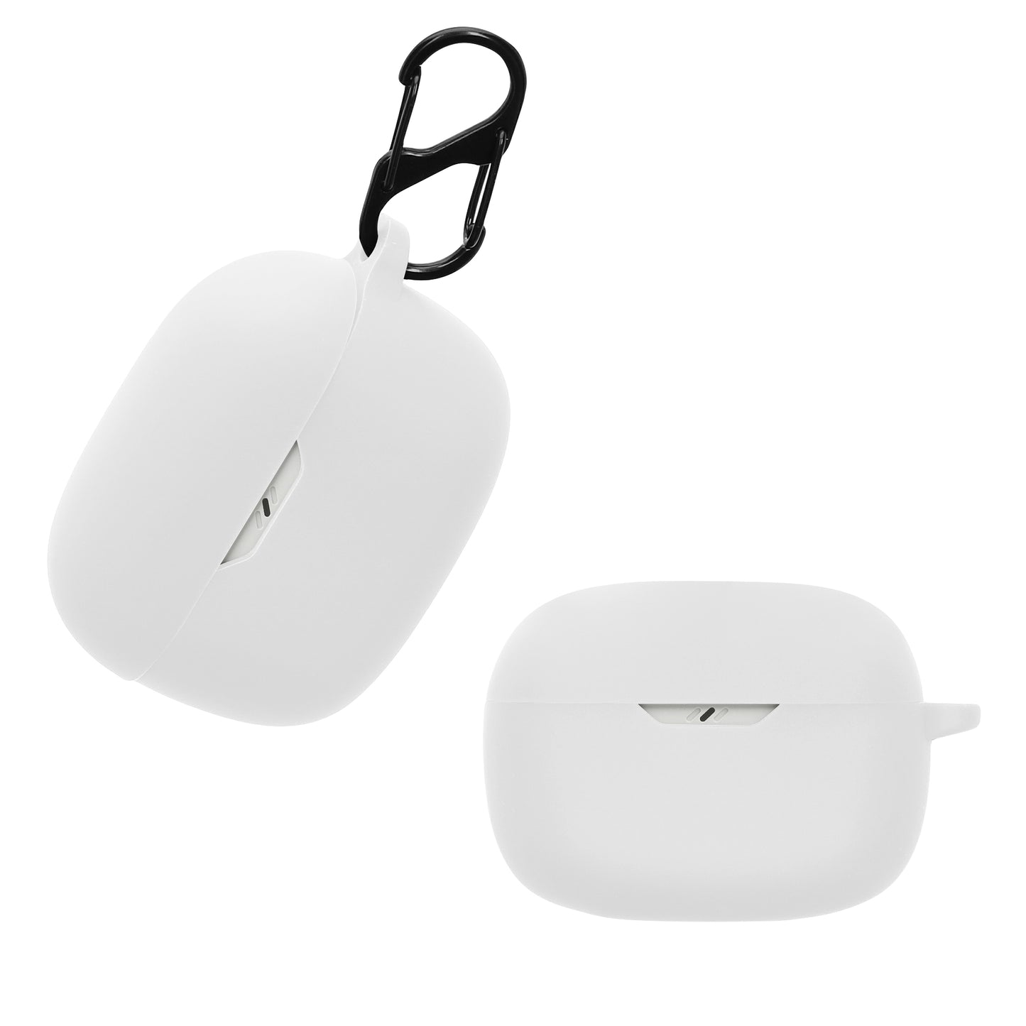 kwmobile Schutzhülle für JBL Wave Beam / Beam 2 / Wave 200TWS Hülle - TPU Silikon Case für Kopfhörer Ladecase - stoßfestes Cover mit Karabiner - Weiß Weiß  