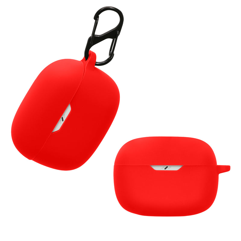 kwmobile Schutzhülle für JBL Wave Beam / Beam 2 / Wave 200TWS Hülle - TPU Silikon Case für Kopfhörer Ladecase - stoßfestes Cover mit Karabiner - Rot Rot  