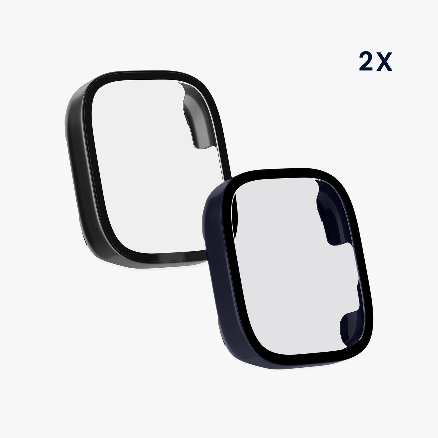 kwmobile Glas Hülle für Xiaomi Redmi Watch 3 Active / Redmi Watch 3 Lite Schutzhülle - Fullbody Fitnesstracker Case Set aus Glas