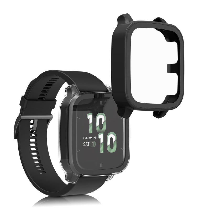 kwmobile Glas Hülle für Garmin Venu Sq 2 Music / Sq 2 Schutzhülle - Fullbody Fitnesstracker Case Set aus Kunststoff