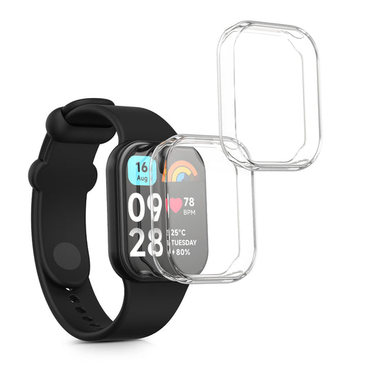 kwmobile 2x Silikon Hülle für Xiaomi Smart Band 8 Pro / Smart Band 9 Pro Schutzhülle - Fullbody Display Cover Set aus Silikon - Transparent Transparent  [dsg01]
