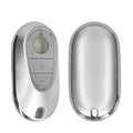 Silicone Car Key Cover for Mercedes Benz 3-Button Smart Metallic Silver Grey